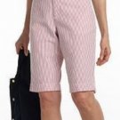 Womens Bermuda Shorts by Chaps Size 12 Seersucker Red Striped White NEW