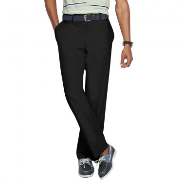 NEW Mens Croft & Barrow Classic-Fit Flat-Front Poplin Pants Black 34 x 30