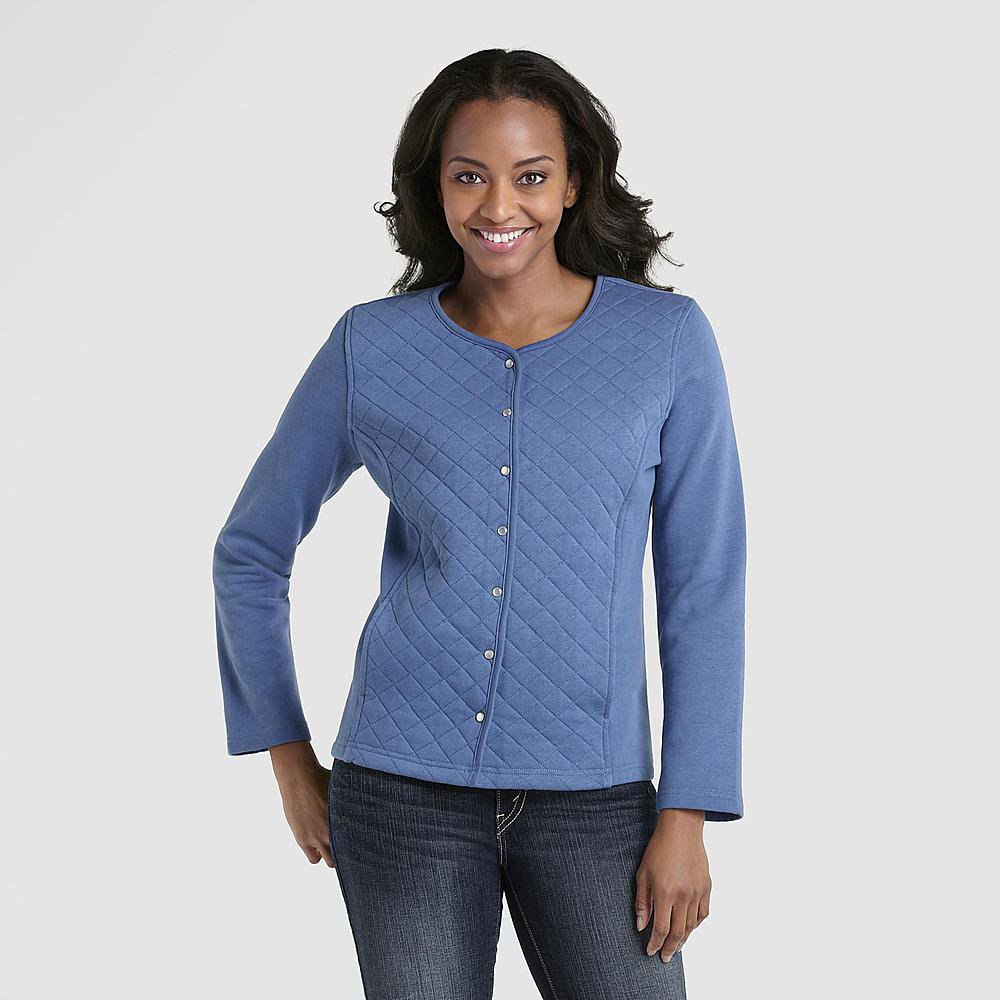 Womens Quilted Jacket by Laura Scott Size Medium Petite Blue NEW