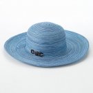 Croft & Barrow Blue Packable Radial Tweed Floppy Straw Hat NEW