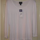 Chaps L Large Womens Embellished White Tee Top Shirt Button Cuff $38.00 NEW