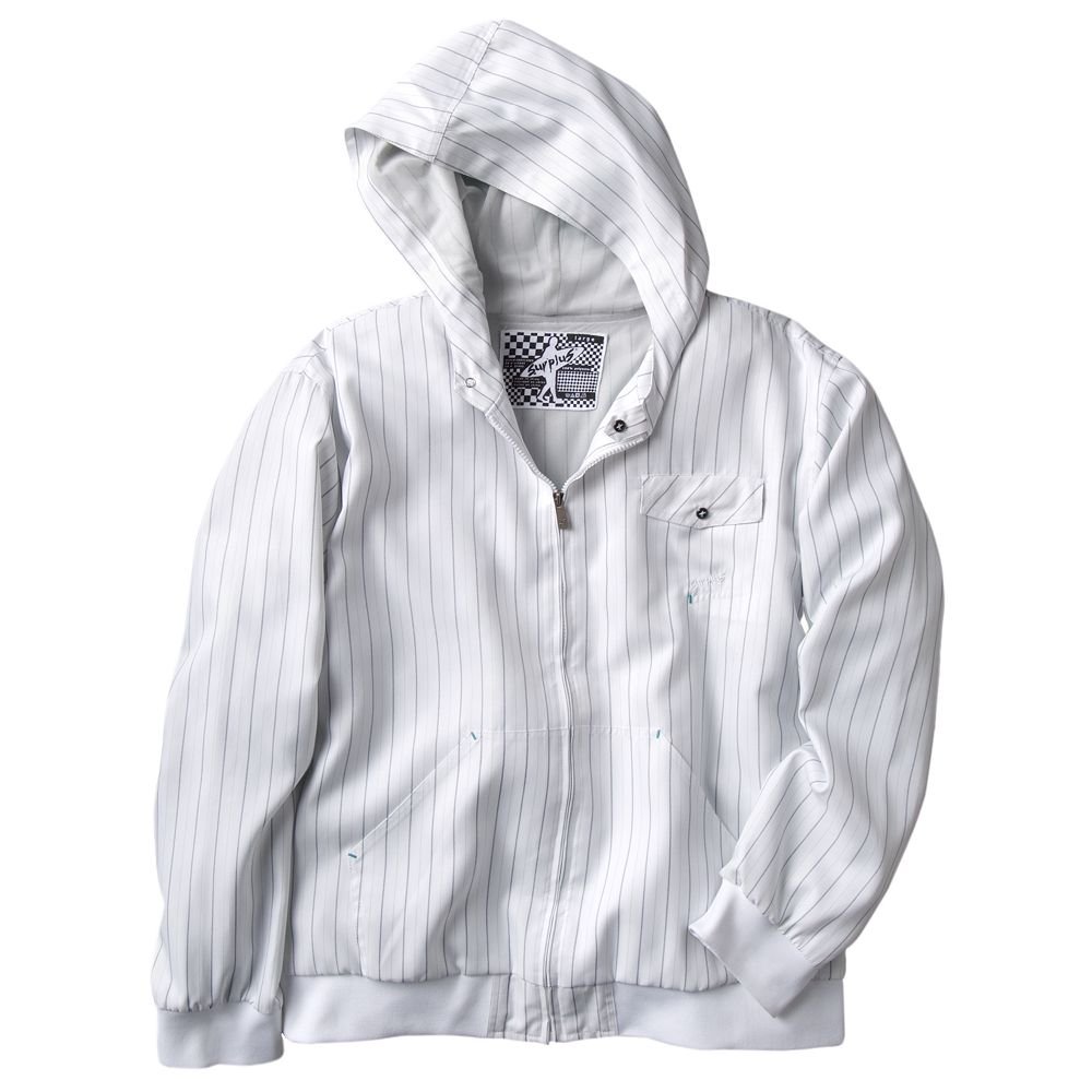 Mens Pinstripe Hoodie Hooded Jacket by Surplus White Extra Large XL NEW 68