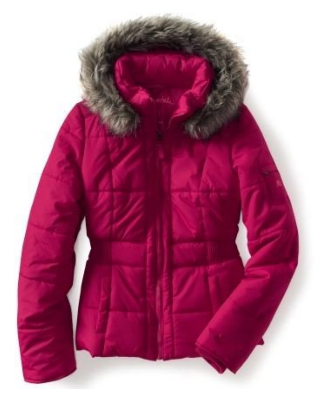 puffer jacket with fur hood red