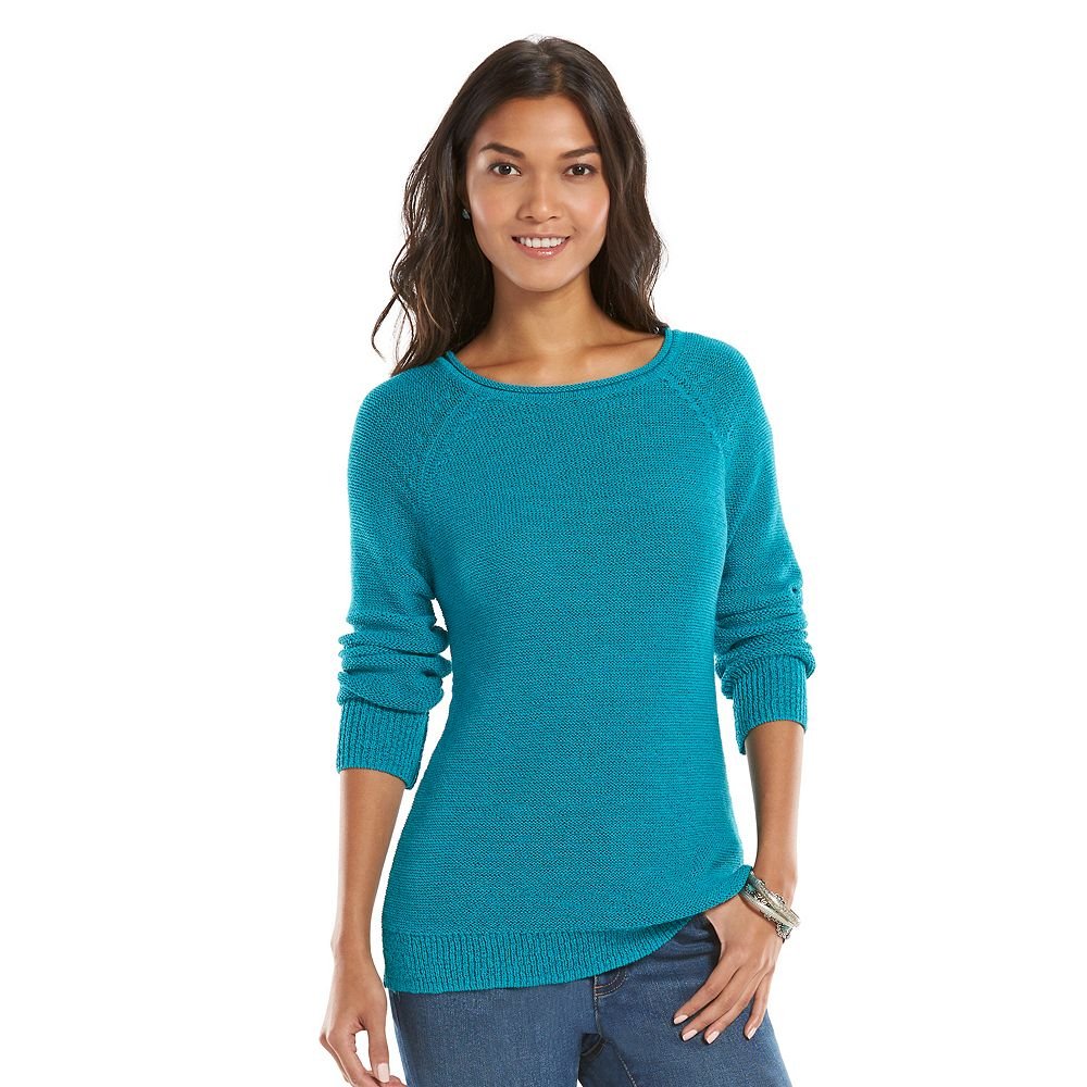 Chaps XL Extra Large Womens Boatneck Raglan Sweater Solid Bright ...