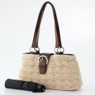 New Crochet Buckle Tote Bag Purse or Handbag Light Tan Color Rosetti
