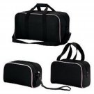 3 Piece Black with Pink Trim Travel SET Wipeable + Light NEW