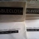 SEALED WHITE TABLECLOTH LOT of 2 - Oblong Sz 52 x 70 - Banquet Size Vinyl Tablecloths