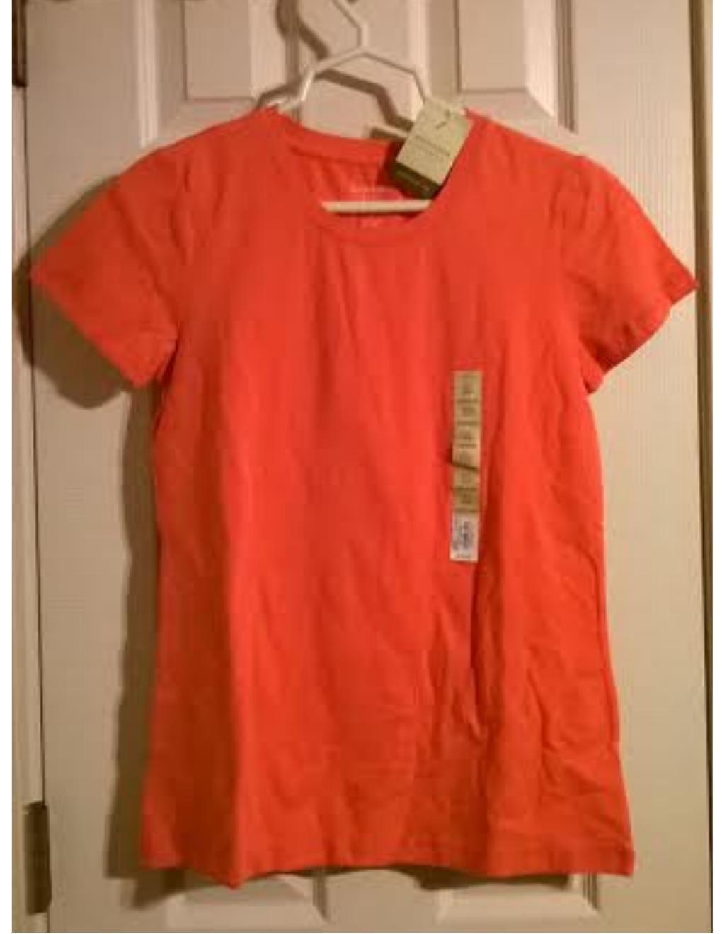 Sonoma Solid Peach Orange Womens Medium M Everyday Tee Shirt NEW $15