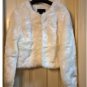 NEW Womens Kardashian Kollection Winter White Faux Fur Cropped Jacket Sz L NEW