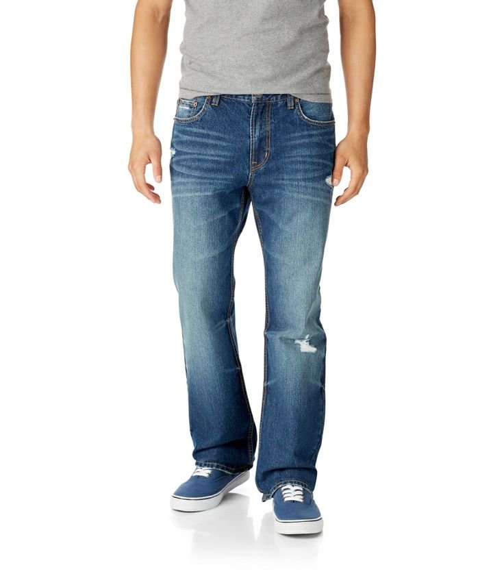 Mens 32 x 30 Aeropostale Driggs Slim Boot Cut Jeans Destroyed Medium