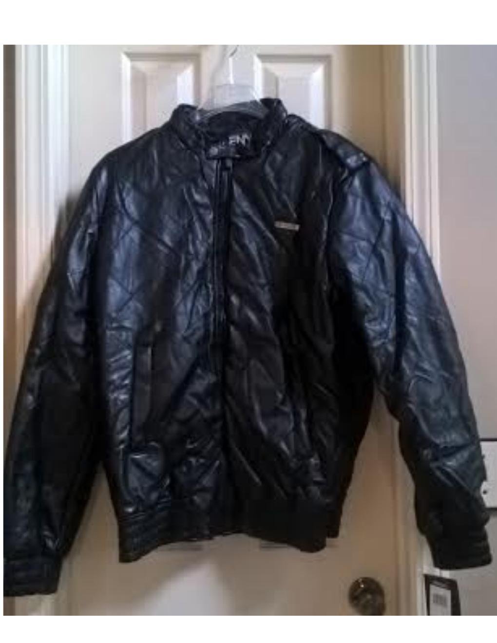 NEW Men's Extra Large XL Enyce Black Bomber Jacket Faux Leather