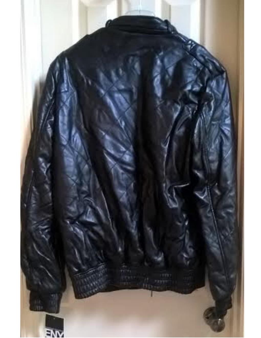 NEW Men's Extra Large XL Enyce Black Bomber Jacket Faux Leather