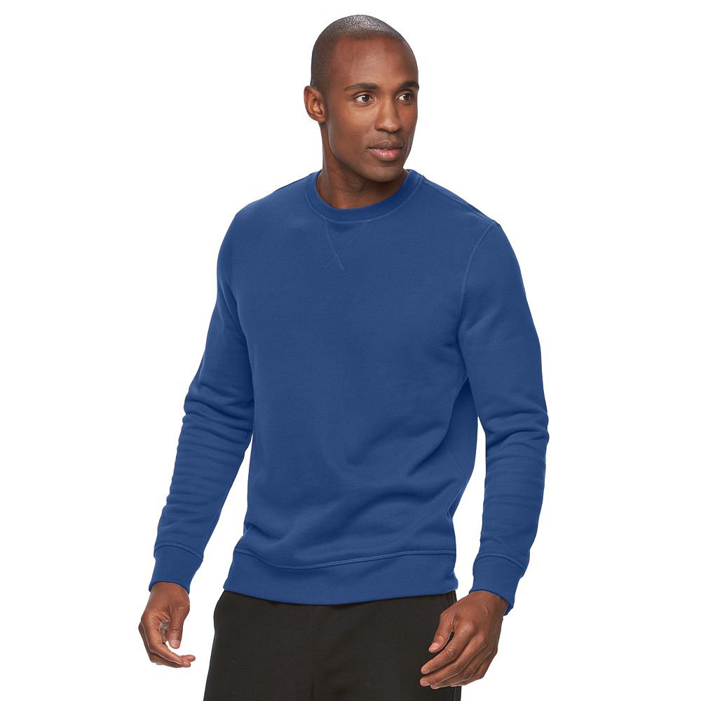 Mens Small or S Tek Gear Fleece Crew Sweatshirt Long Sleeves Blue Surge