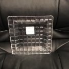 New Textured Clear Glass Candle Plate or Serving Plate Square Brick 8 Inch