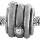 NEW PUGSTER Silver Tone Circle Wrapped Rhinestone European Style Bead $20