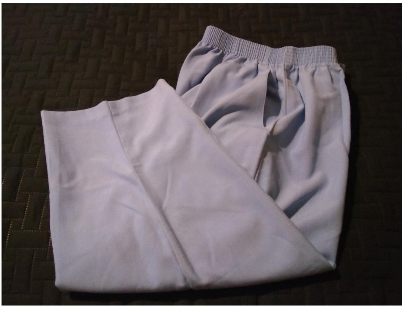 BRIGGS New York Light Blue Cropped Pants Capris Pull On Elastic Waist Poly Blend Size 8