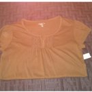 Old Navy Girls Solid Brown Mixed Media Split Neck Tee or Top Sz Extra Large XL NEW