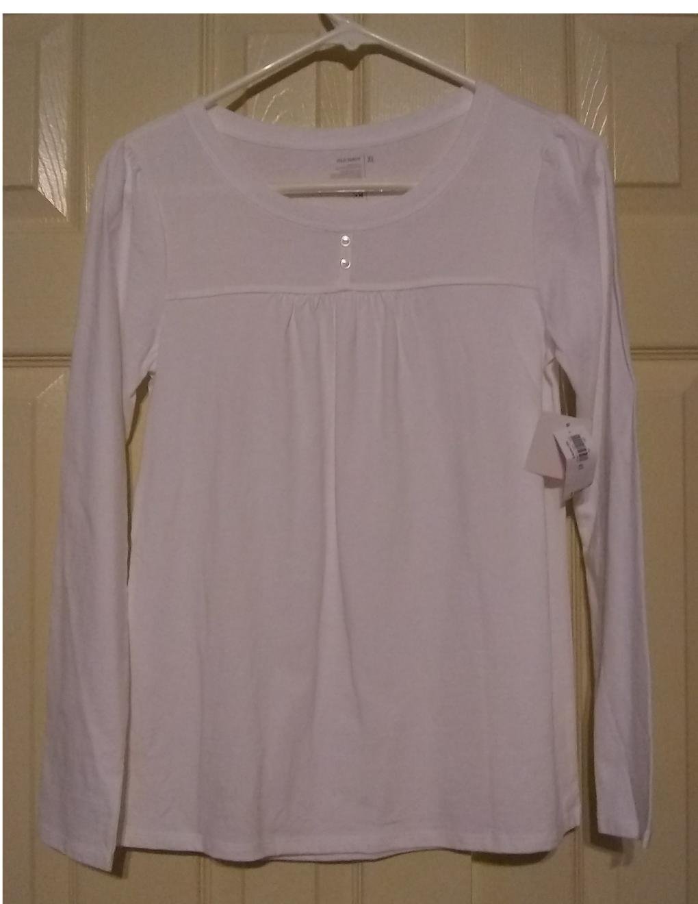 Old Navy Girls White Mixed Media Scoop Neck Tee or Top Sz Extra Large