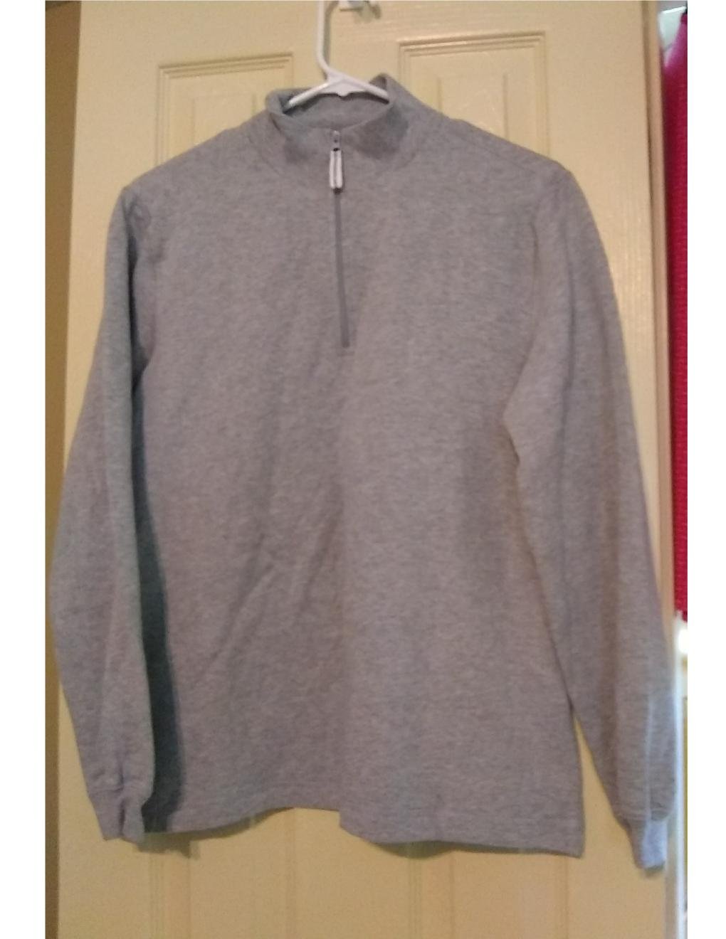 St Johns Bay Womens Sz Medium Petite 1/4 Zip Jacket Sweatshirt Gray NEW