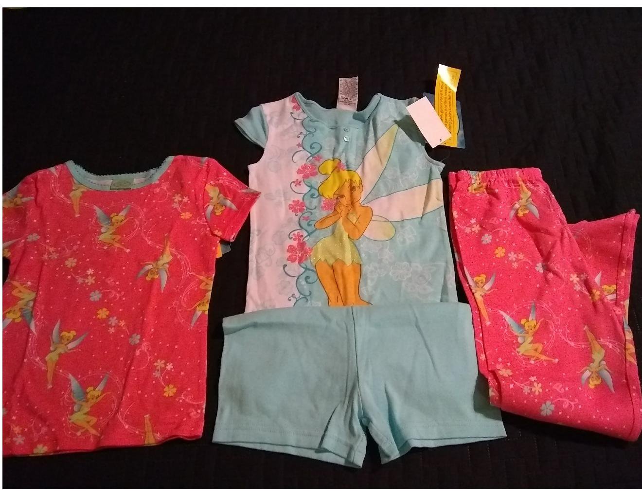 Disney Fairies Tinkerbelle 4 Piece Pajama Set Sleepwear Size 8 Pants ...