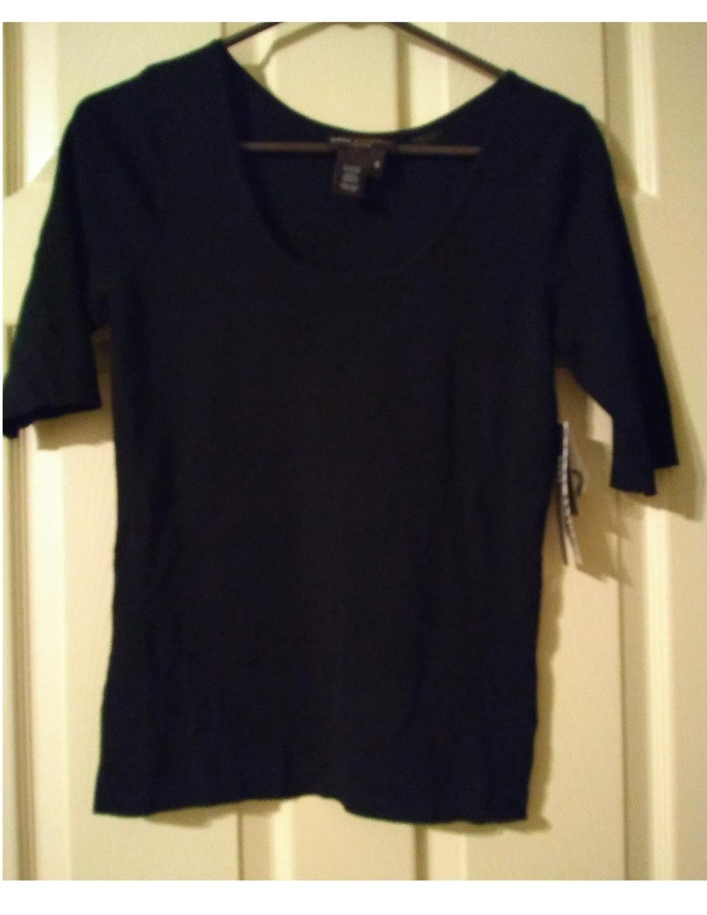 Dana Buchman Solid Black Womens Short Sleeve Rayon Sweater Sz. Small NEW