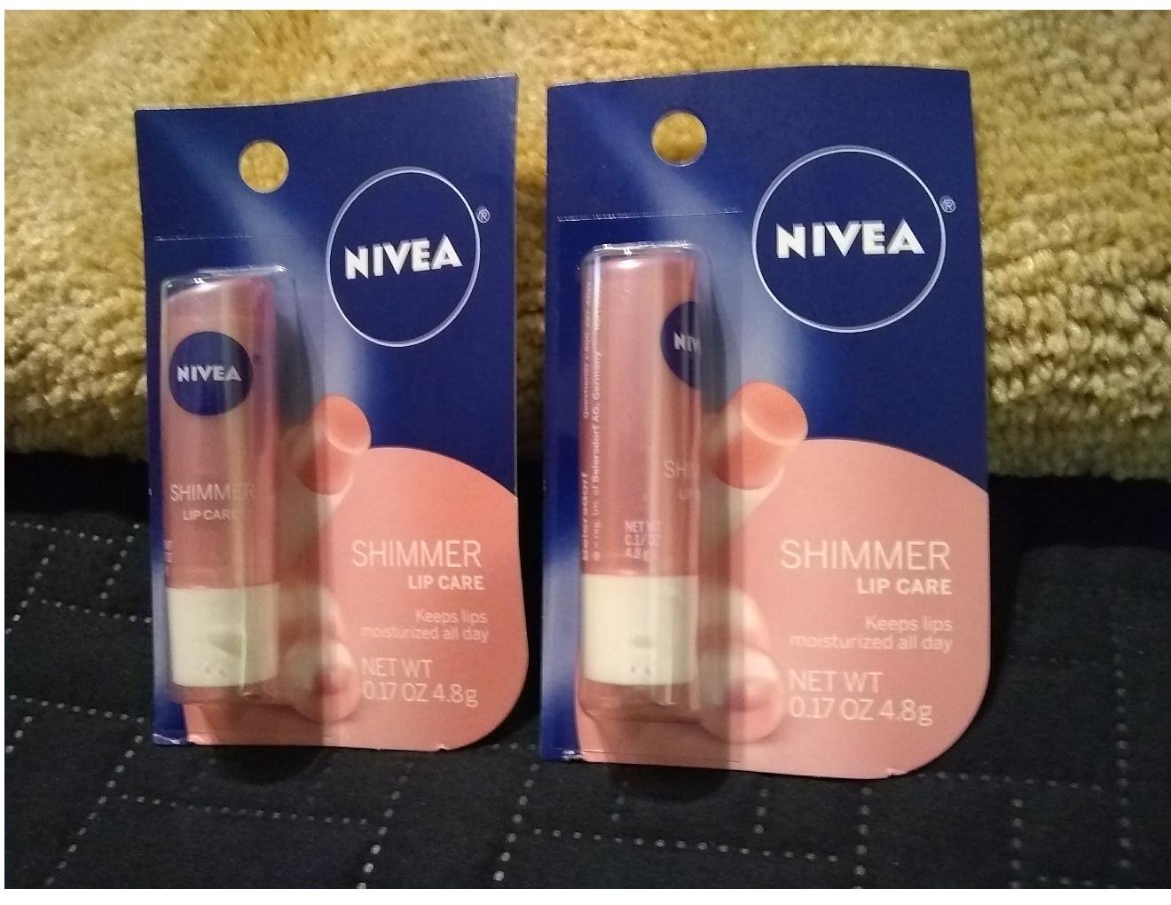 NEW SEALED NIVEA Kiss of Shimmer Radiant Lip Care 0.17 oz Pack of 2