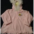 Disney Classic Winnie Pooh Toddler Velour Embroidered Ruffle Hoodie Pink Size 18M NEW