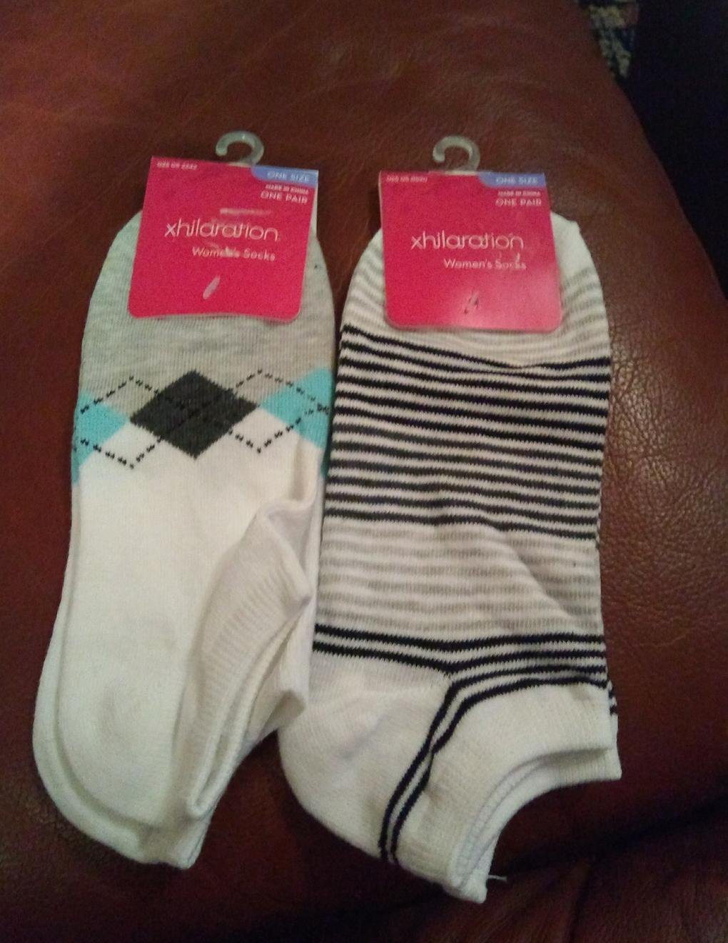New 2 Pair No Show Socks by xhilaration Stripe & Argyle Print Casual Socks NEW