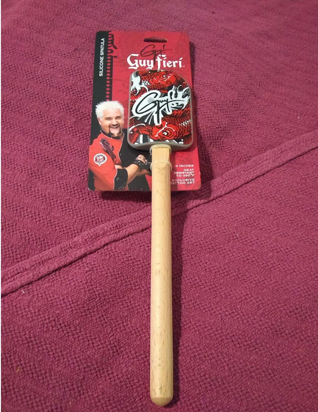 New Guy Fieri Silicone Spatula Wood Tattoo Red and Black 12 Inch Long