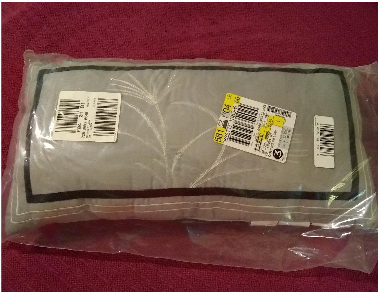 NEW LINEA Black Gray White Oblong Accent Pillow 10 x 20 Inches NEW