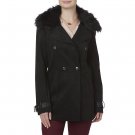 Laura Scott Simply Styled Womens Size Small Microsuede Jacket Faux Fur Black NEW