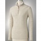 Womens Textured 1/4-Zip Sweater by Croft Barrow Light Tan Size Large NEW