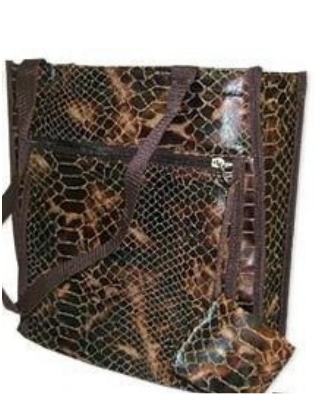 Reptile Look Tote Bag Reptile Purse Large Size + Coin Purse Wipeable NEW