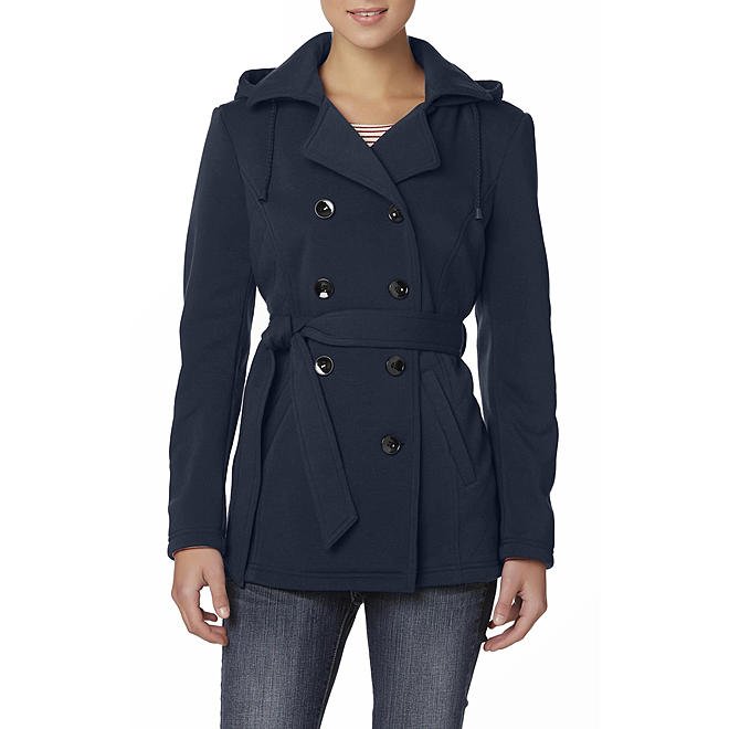 Laura Scott Simply Styled Womens Size Medium Belted Hooded Jacket Navy ...