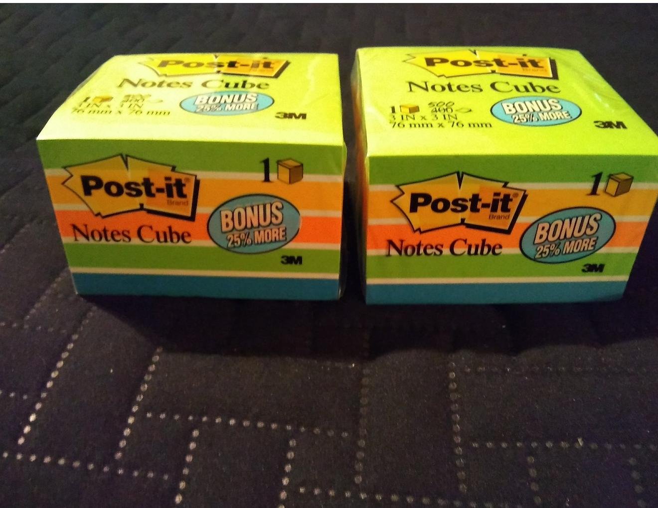 LOT of 2 Post It Notes Cube 3 x 3 Inch Brights 400 + 100 BONUS = 500 ...