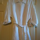 East 5th Knitwear Solid Belted Boyfriend Button Tunic Shirt Top White Extra Large + Belt NEW