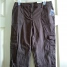 Womens Cuffed Cargo Cropped Capris Capri Pants by Liz Claiborne Size 4 in Brown NEW