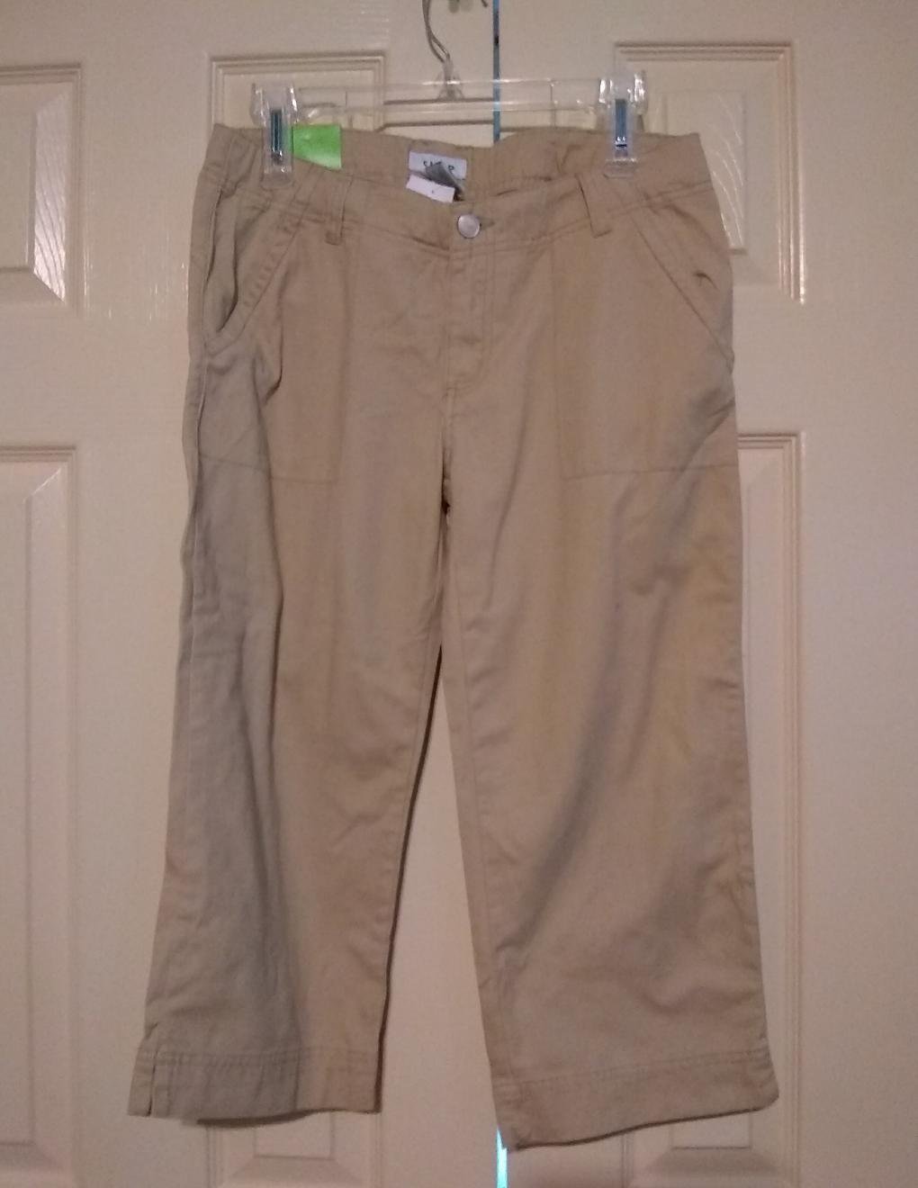 NEW CIRCO Girls CROPPED CAPRIS PANTS - Adjustable Waist TAN 4 Size 16 Pockets