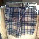 Old Navy Loose Fit Blue Plaid Shorts Mens 30 Waist + Bonus Belt NEW