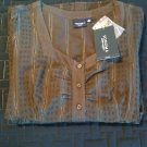NEW Sonoma Tie-Back Scoop Square Neck Brown Striped Metallic Shirt Top Sz. Petite Small PS NEW