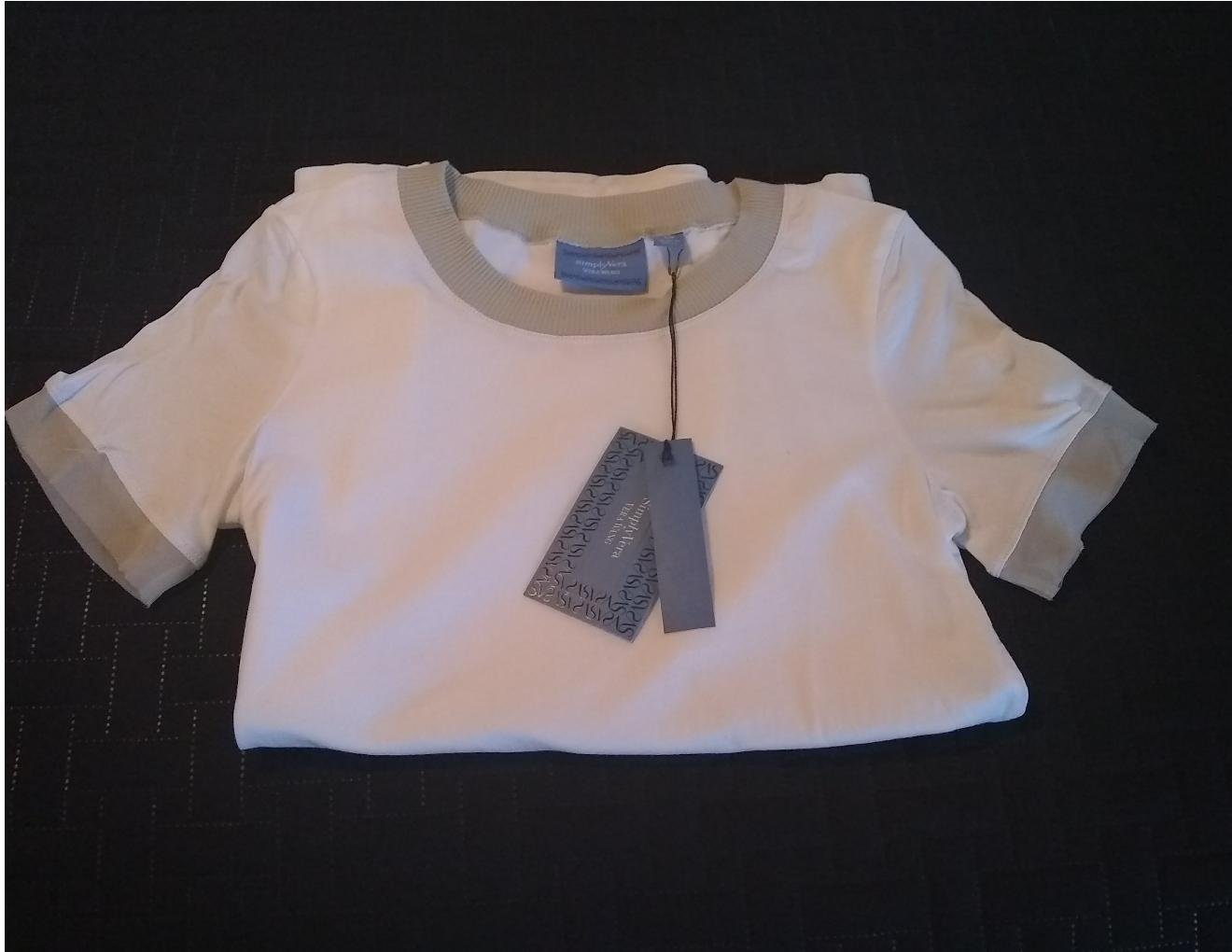 Vera Wang Women's T-Shirt Tee White Chiffon Detailing Womens Top NEW Size XS