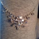 Franco Gia Silvertone Double Strand Necklace Floral Crystal Rhinestone Detail NEW Fashion Necklace