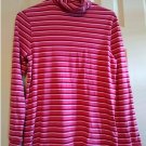 Croft Barrow Womens Red Pink Small S LS Striped Turtleneck Shirt Tee or Top NEW