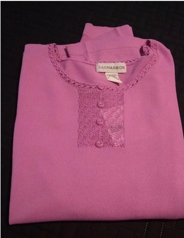 New Violet Crochet Accent Womens Sweater by Sag Harbor Size Small or S