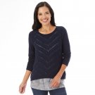 Womens Mock Layer Shirt Top Sweater Sz Small S by Apt. 9 in Navy Blue NEW