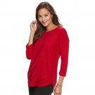 New Womens Dana Buchman Curved-Hem Sweater Size Extra Large Red