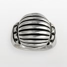 Sterling Silver Ring - Striped Dome Style Sz. 9 NEW w Gift Box