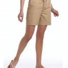 Womens Twill Shorts Chaps Brand Khaki Color Size 4 + BELT NEW