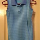 Womens 100% Cotton Blue Stripe Sleeveless Polo Shirt Top XS Croft Pre-Owned