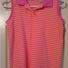Womens Pink Orange 100% Cotton Sleeveless Polo Shirt Top XS Croft Barrow Pre-Owned